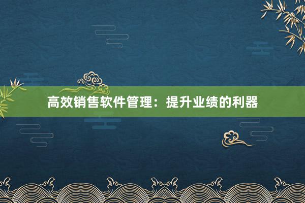 高效销售软件管理：提升业绩的利器